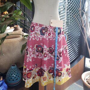 BCBG Max Azria Skirt 100% Cotton Pink Floral Size 8